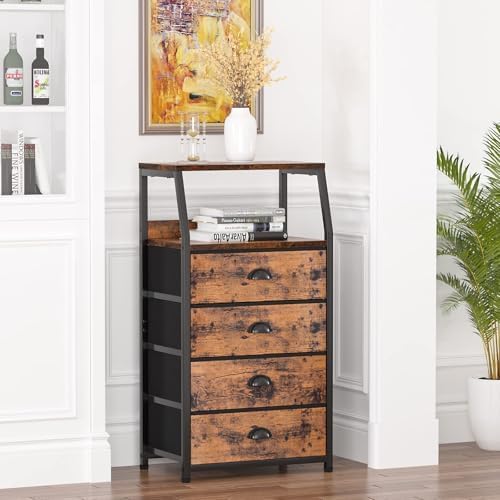 4-Drawer Nightstand Dresser – Bedside Table & Vertical Storage Organizer