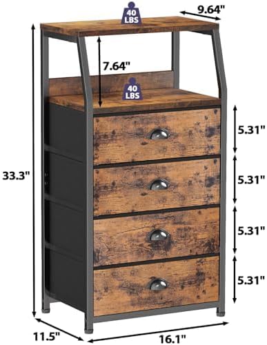 4-Drawer Nightstand Dresser – Bedside Table & Vertical Storage Organizer