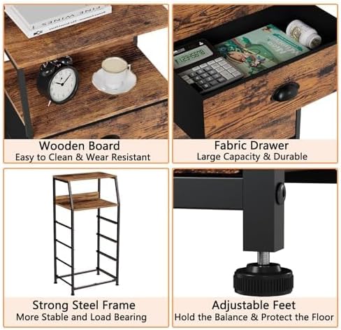 4-Drawer Nightstand Dresser – Bedside Table & Vertical Storage Organizer