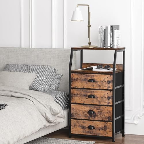 4-Drawer Nightstand Dresser – Bedside Table & Vertical Storage Organizer
