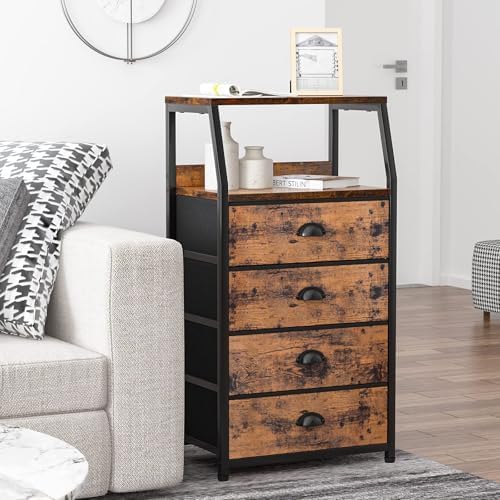 4-Drawer Nightstand Dresser – Bedside Table & Vertical Storage Organizer