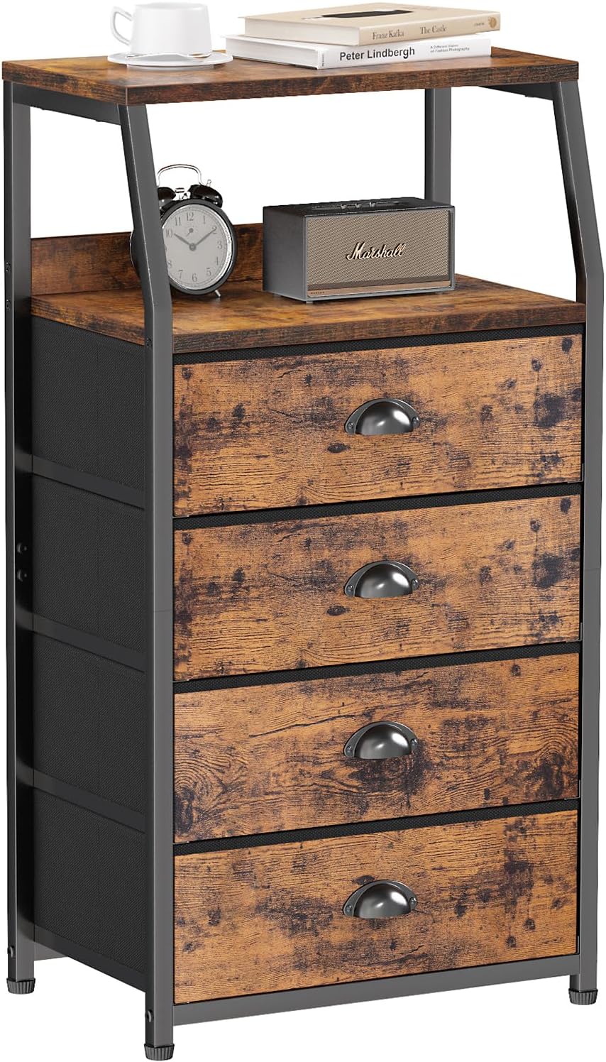4-Drawer Nightstand Dresser – Bedside Table & Vertical Storage Organizer