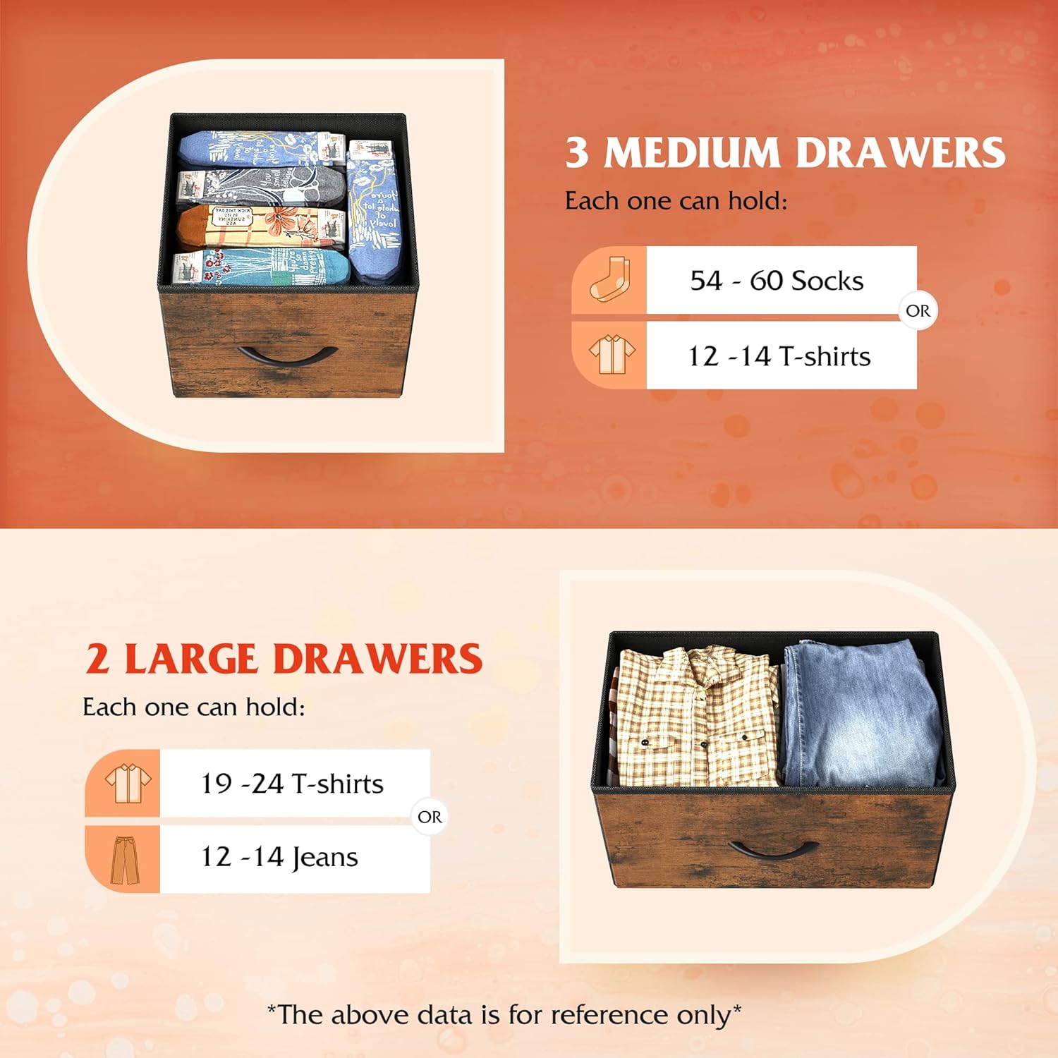 5-Drawer Fabric Dresser – Bedroom & Closet Storage Organizer, Rustic Brown