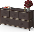 5-Drawer Wide Dresser – Fabric Storage Organizer for Bedroom, Brown