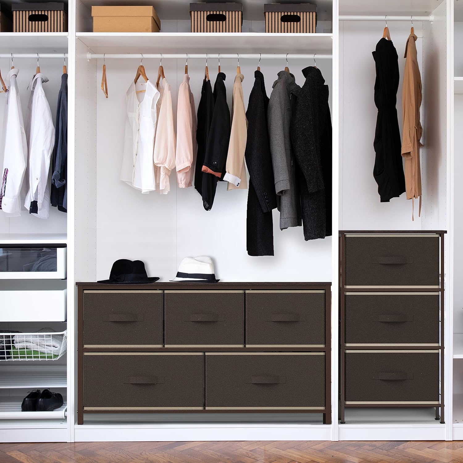 5-Drawer Wide Dresser – Fabric Storage Organizer for Bedroom, Brown